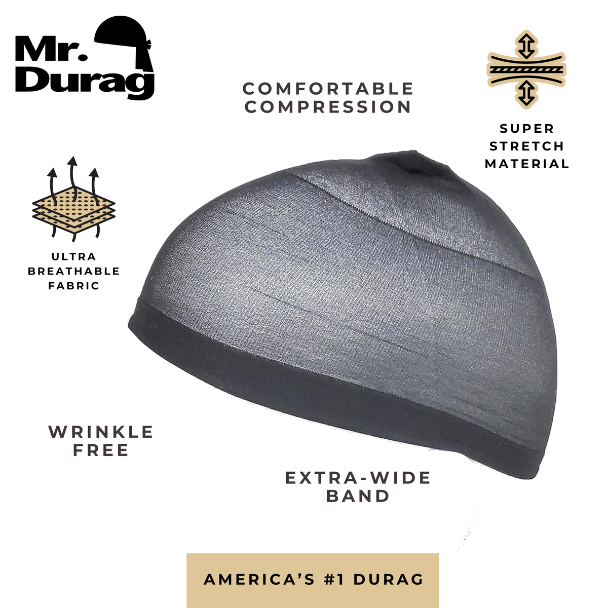 Mr. Durag Stocking Wave Cap, 2 Count, Assorted Colors